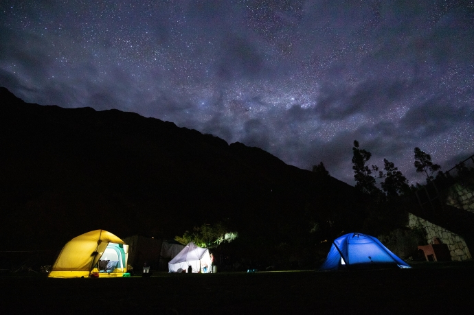 tents at night on 5 day inca trail