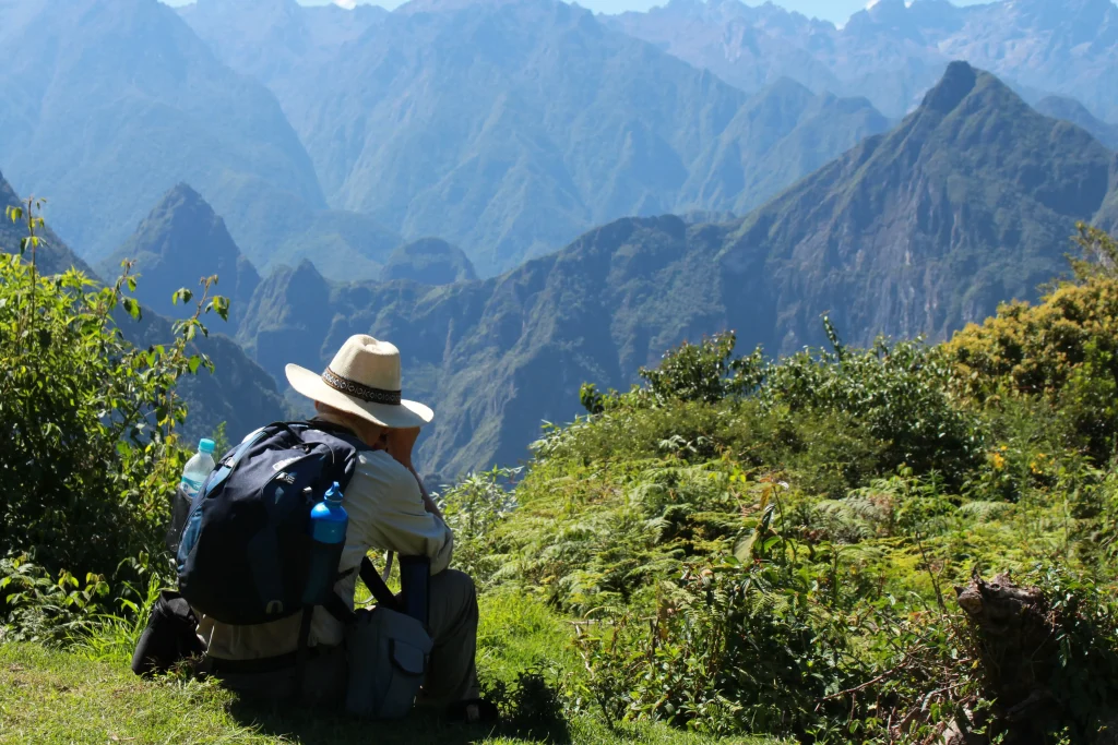 tourist looking out at Machu Picchu from Llaqtapata