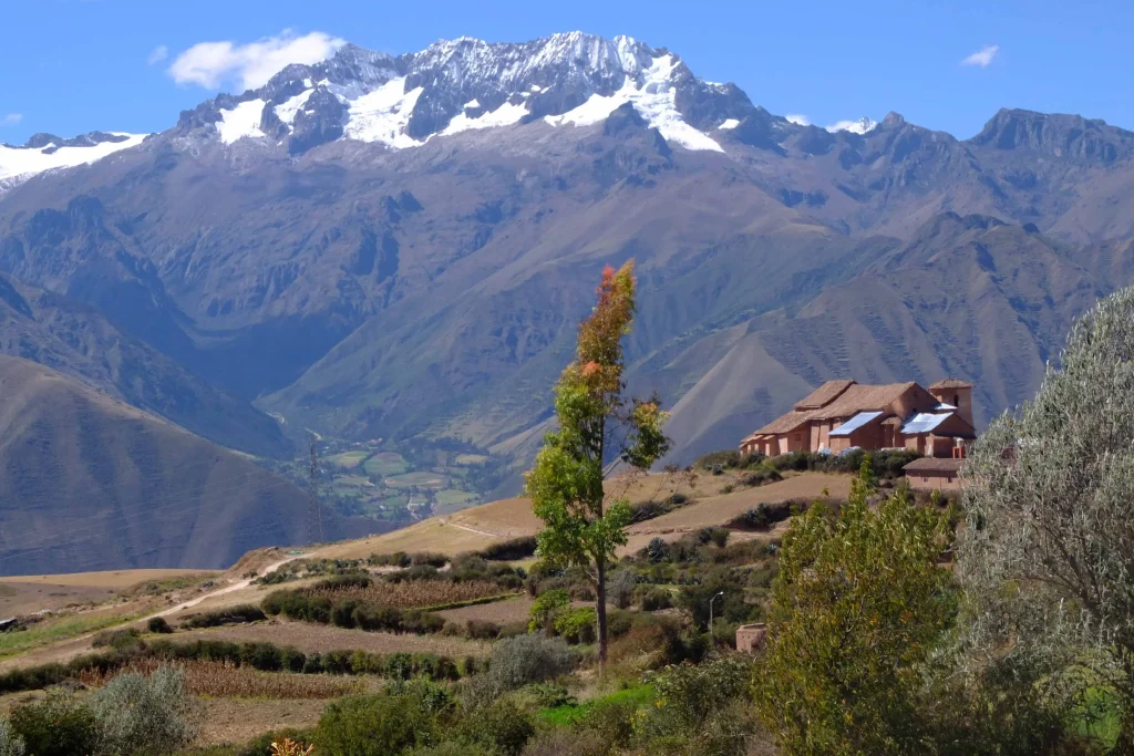 View of Maras Cathedral with Glacier in the background