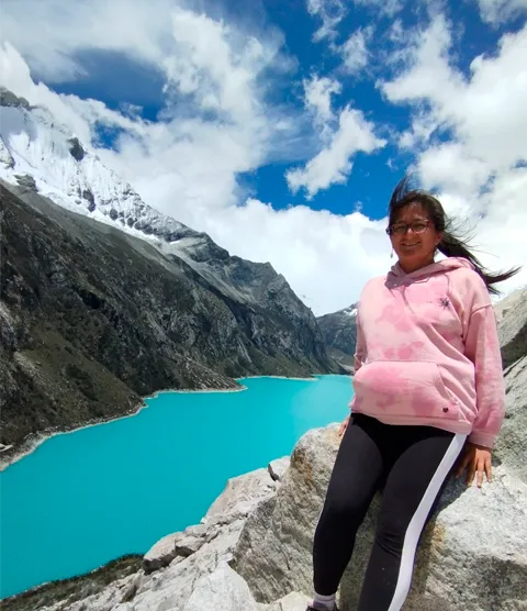 Jhoselin at glacial lake